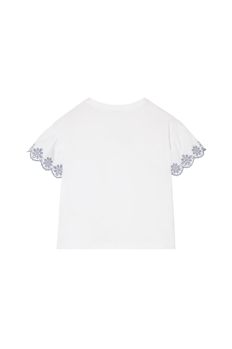 Broderie Anglaise Cotton T-shirt, Alternate, color, White