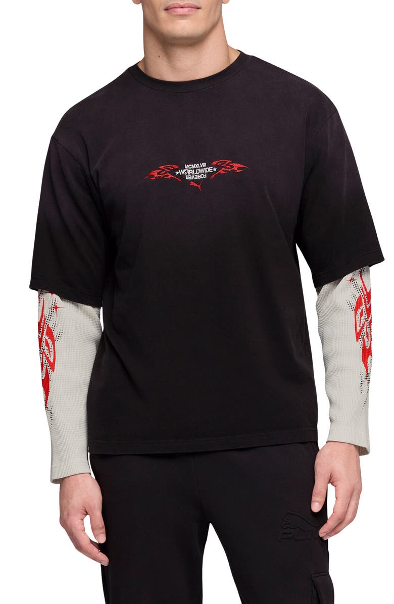 PUMA Tech X Washed Boxy Long Sleeve T-Shirt, Main, color, Puma Black