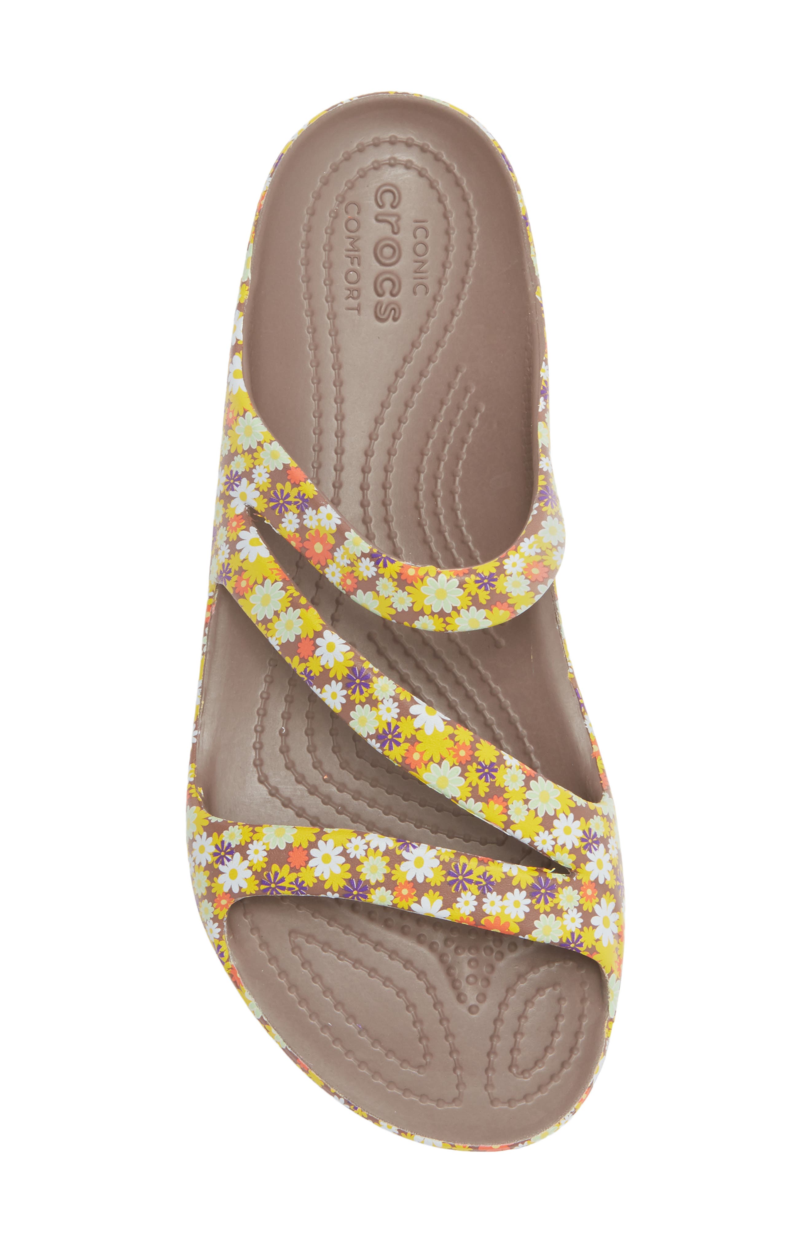 CROCS Kadee II Retro Floral Slide Sandal, Alternate, color, Truffle