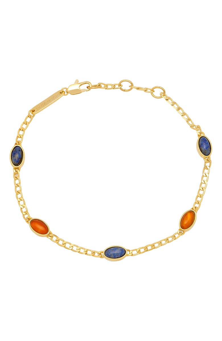 Estella Bartlett Lapiz Lazuli & Red Agate Chain Bracelet, Main, color, Blue/Red/Gold