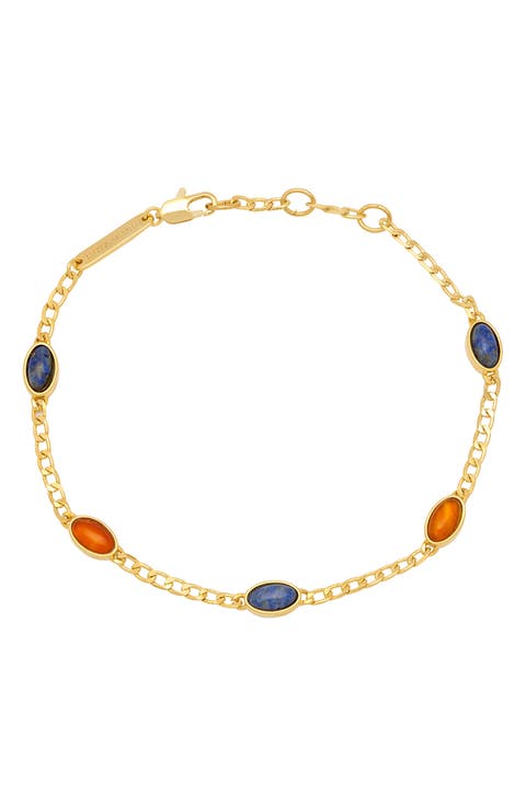 Lapiz Lazuli & Red Agate Chain Bracelet