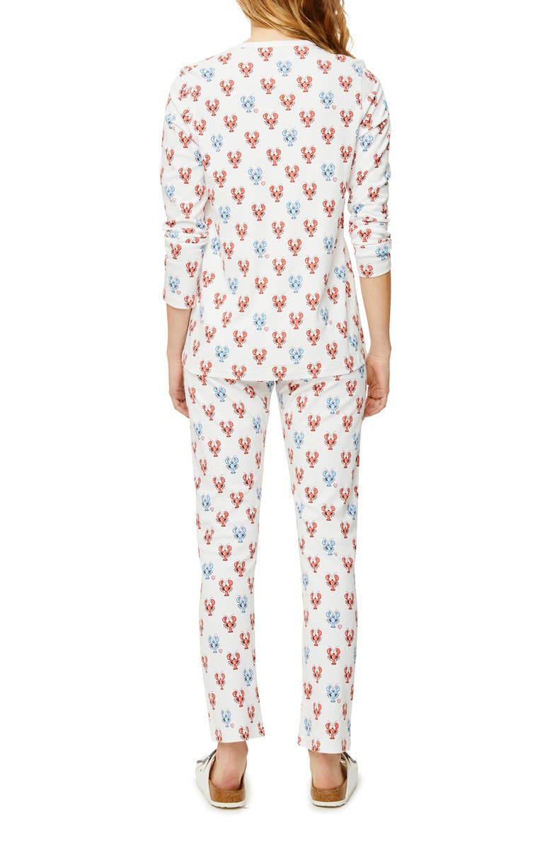 Roller Rabbit Blue Lobster Long Sleeve Cotton Pajamas, Alternate, color,