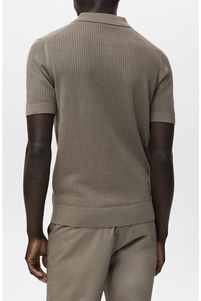 Openwork Knit Cotton Polo, Alternate, color, DARK GREEN