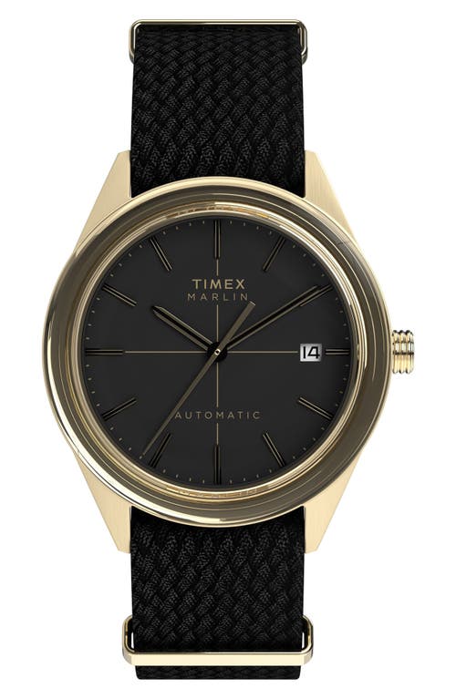 Timex ® Marlin® Jet Automatic Fabric Strap Watch, 38mm In Black
