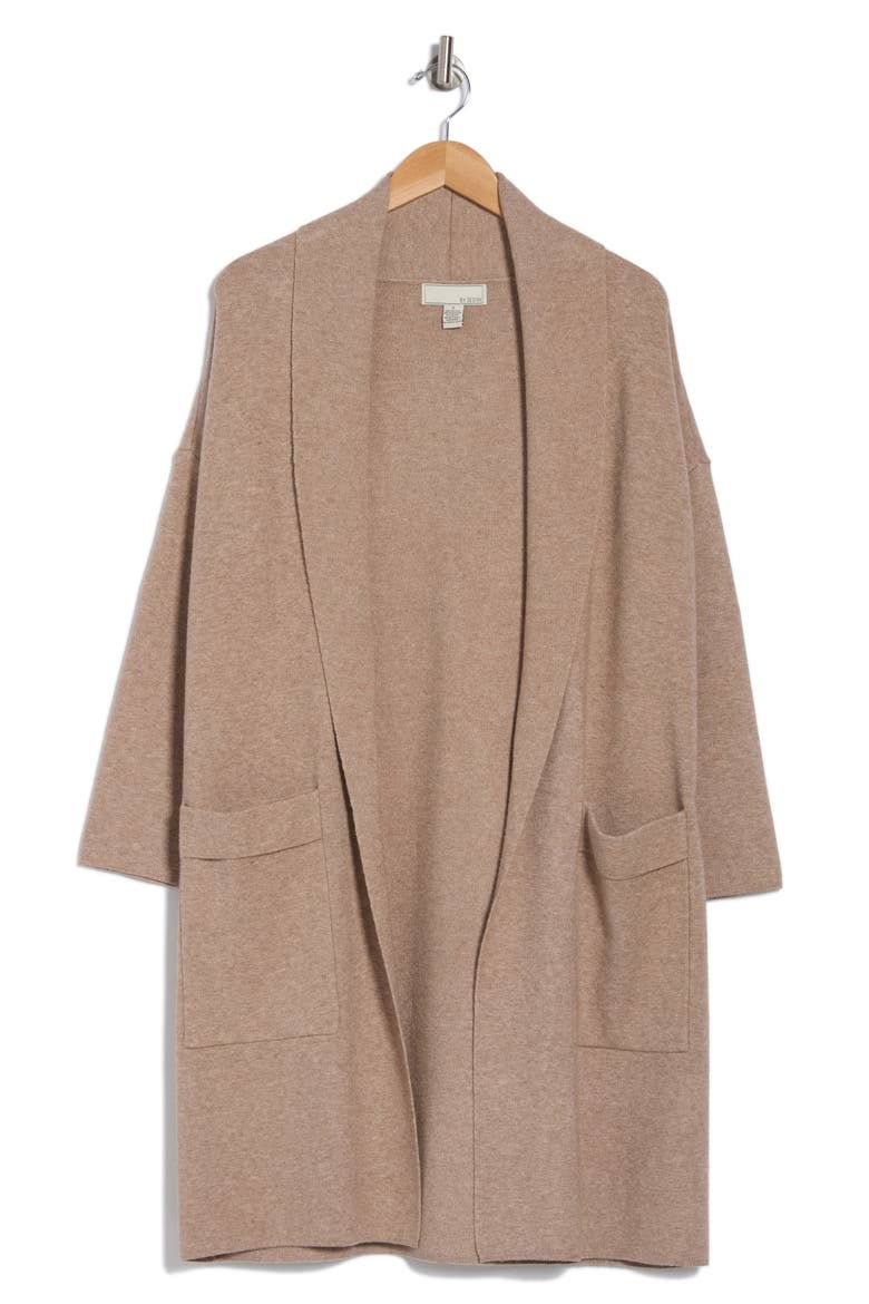 Alicia Open Front Long Cardigan, Alternate, color, TAPIOCA HEATHER