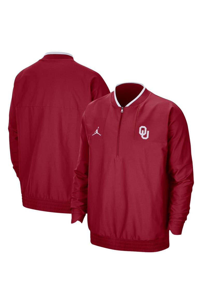 Men's Jordan Brand Crimson Oklahoma Sooners 2021 Coach Half-Zip Jacket, Main, color, Crimson