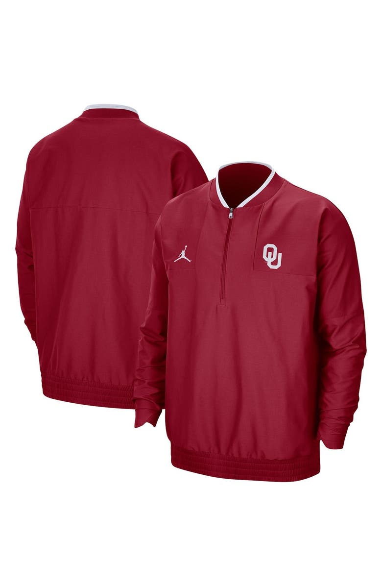 Jordan Brand Men's Jordan Brand Crimson Oklahoma Sooners 2021 Coach Half-Zip Jacket, Main, color, Crimson