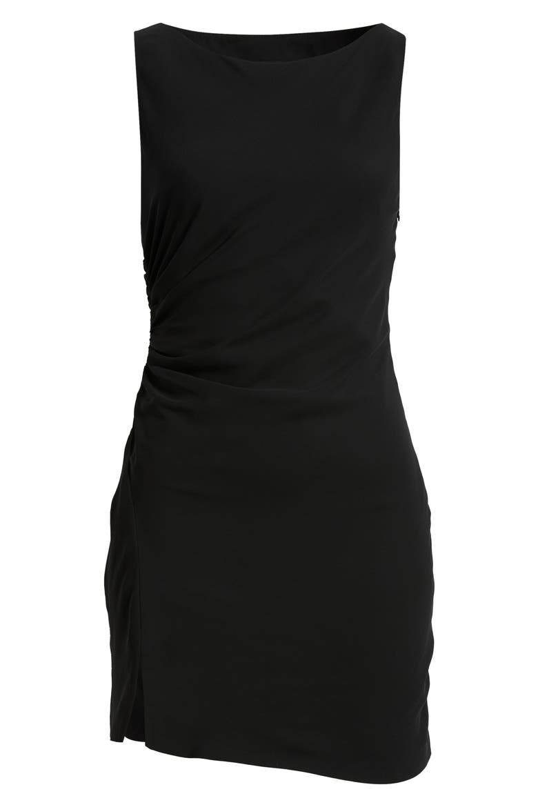 Rosalie Sleeveless Ruched Minidress, Alternate, color, NOIR