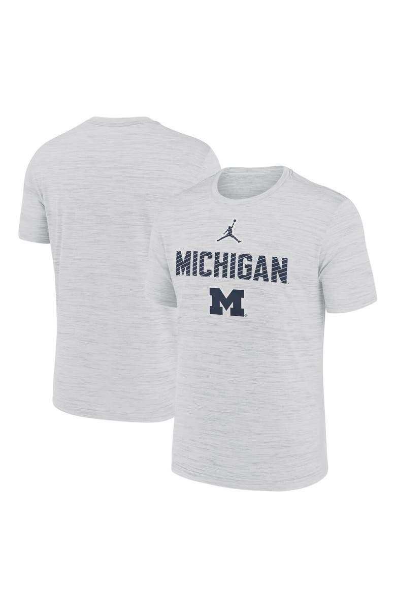 Jordan Brand Men's Jordan Brand White Michigan Wolverines Campus Slant Velocity Performance T-Shirt, Main, color, Gray