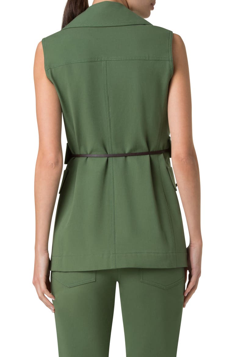 Cotton Stretch Gabardine Belted Vest, Alternate, color, LAUREL