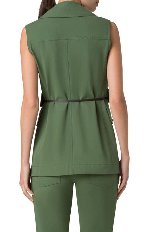Akris Punto Cotton Stretch Gabardine Belted Vest In Laurel