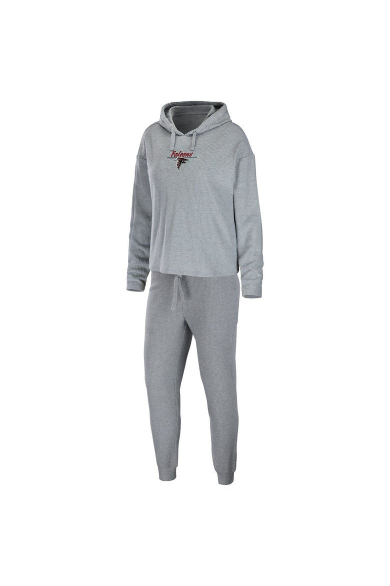 Women's WEAR by Erin Andrews Heathered Gray Atlanta Falcons Pullover Hoodie & Pants Lounge Set, Main, color, Heather Gray