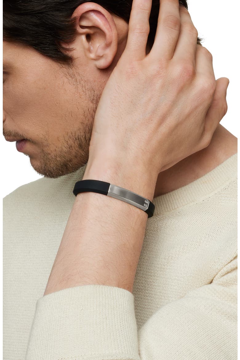 Streamline ID Black Rubber Bracelet, Alternate, color, STERLING SILVER/ BLACK