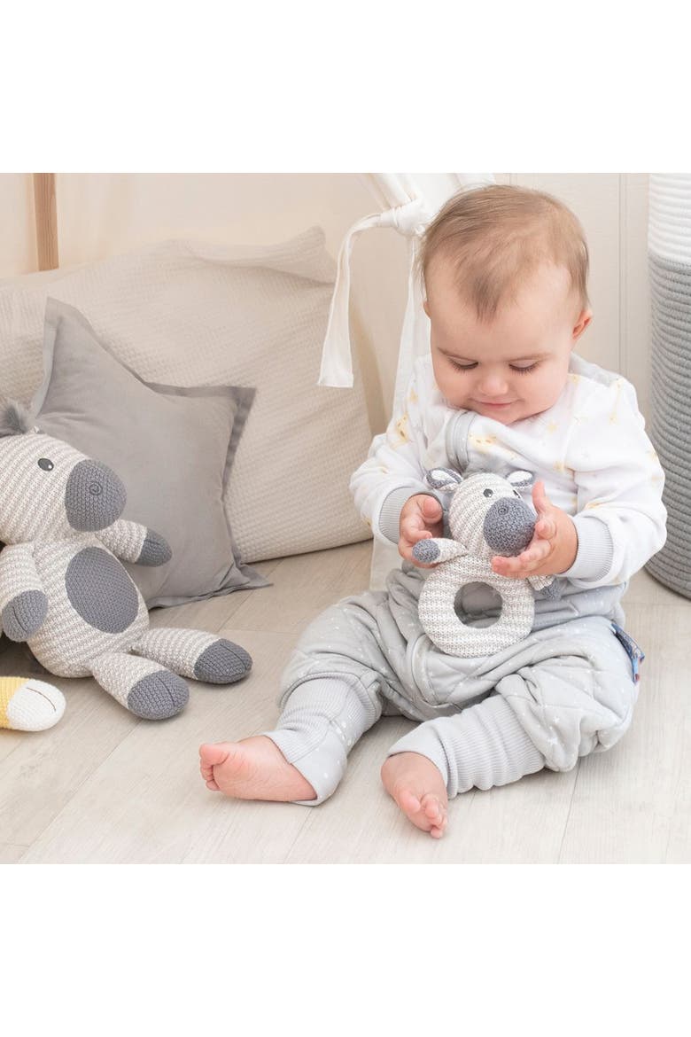 Whimsical Knit Rattle - Zac Zebra, Alternate, color, White