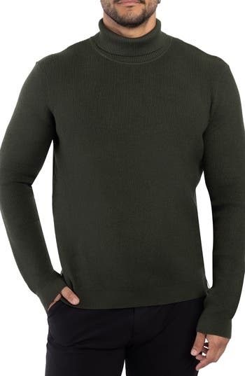 Spring + Mercer Ribbed Turtleneck Sweater In Olive