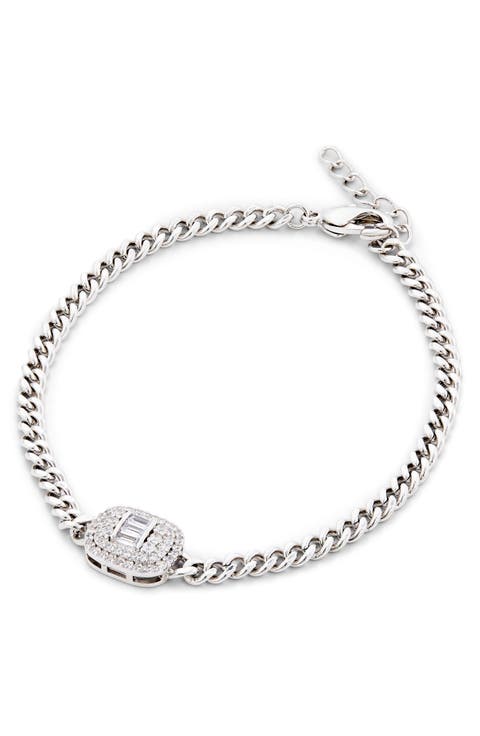 Curb Link Pavé Station Bracelet