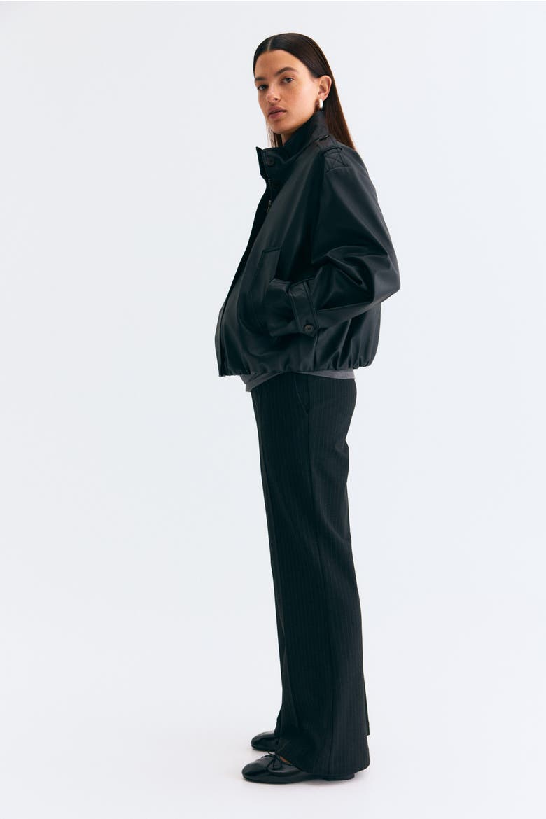 Mama Bootcut Pants, Main, color, Dark gray melange/pinstriped