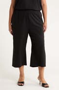 SUGARLIPS Isha Wide Leg Cotton & Linen Blend Capri Pants