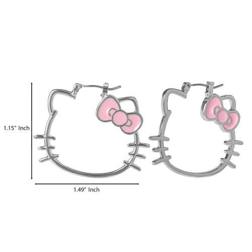Hello Kitty Silhouette Hoop Earrings In Silver