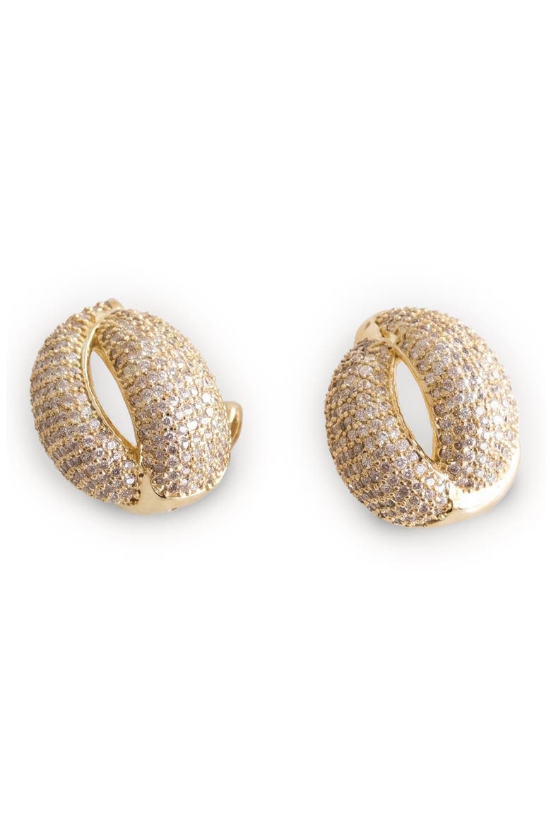 Zircon Cowrie Shell Stud Earrings, Main, color, GOLD