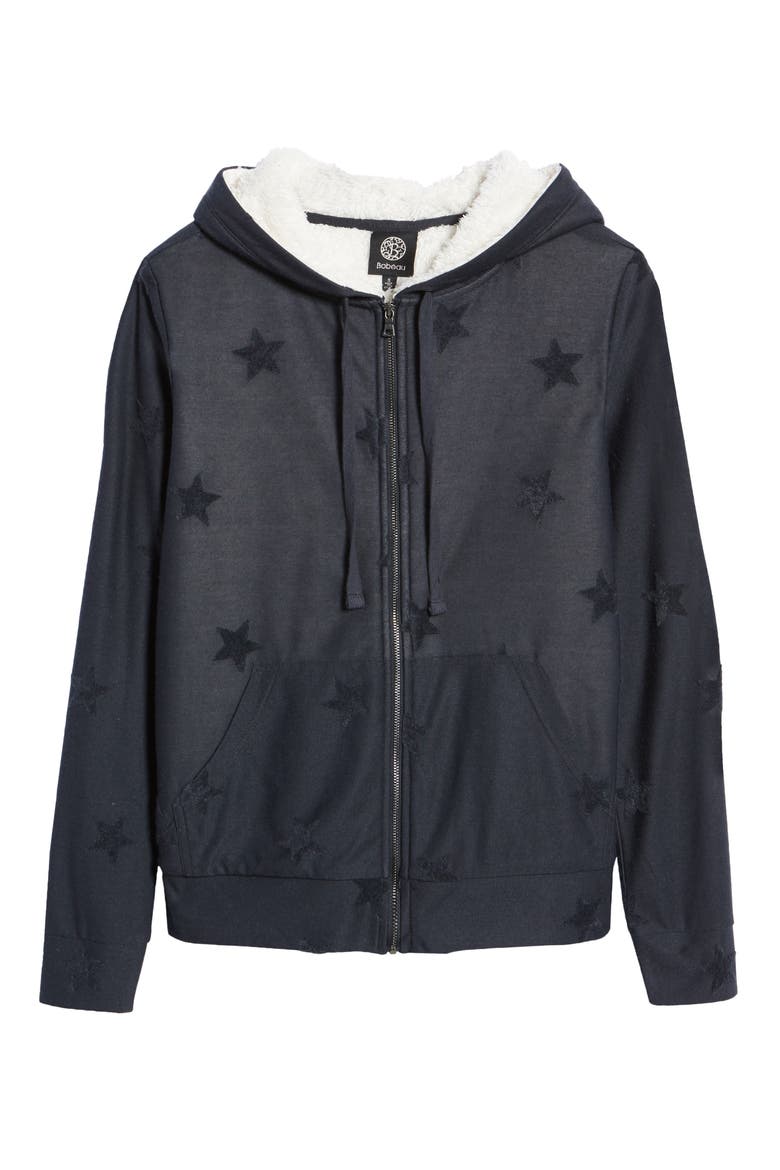 Flocked Zip Hoodie, Alternate, color, DENIM STARS