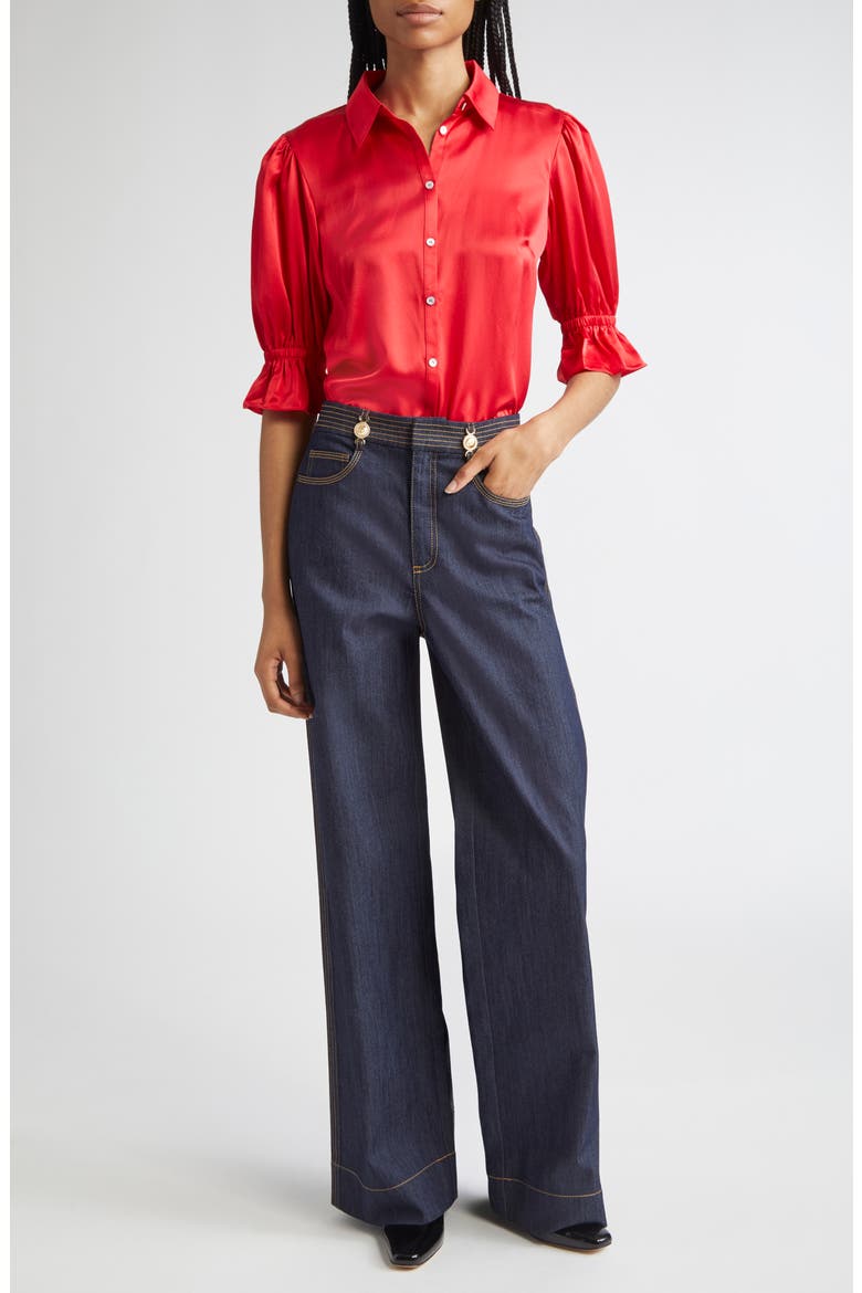 Bev High Waist Flare Leg Jeans, Alternate, color, INDIGO