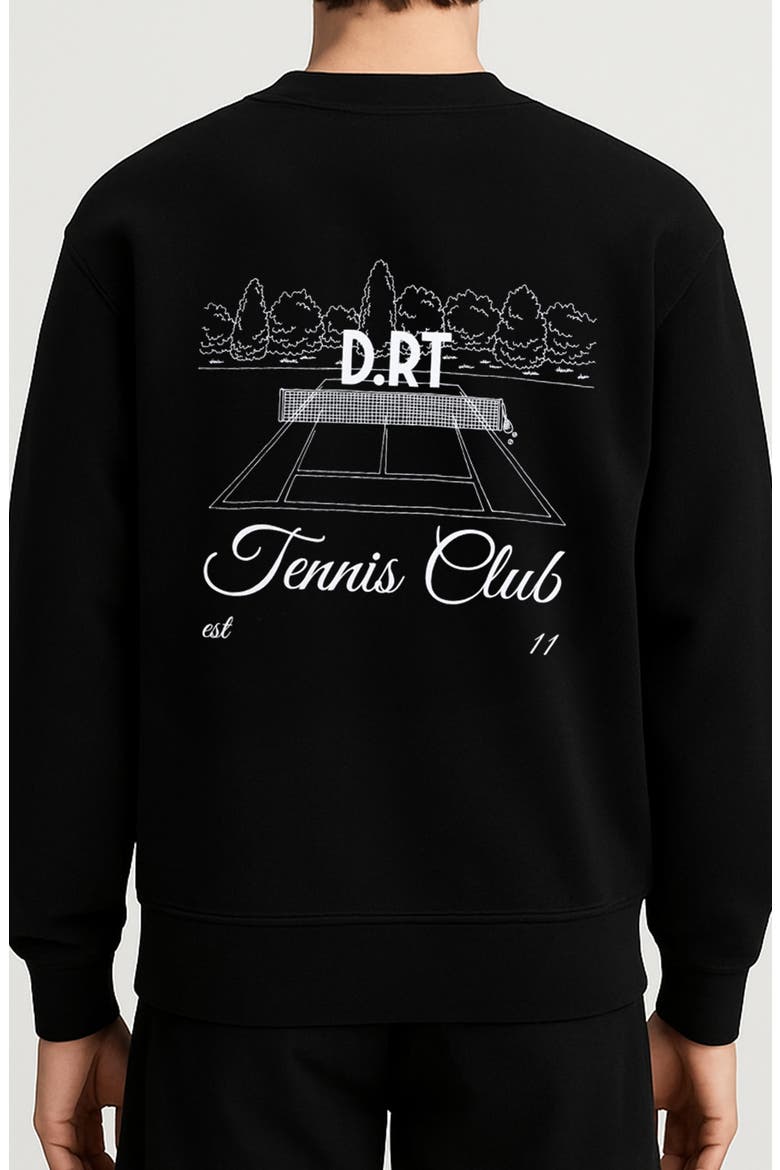 Tennis Club Cotton Crewneck Sweatshirt, Alternate, color, BLACK