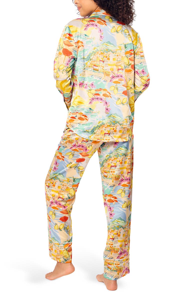 Petite Plume La Dolce Vita Print Mulberry Silk Pajamas, Alternate, color, 