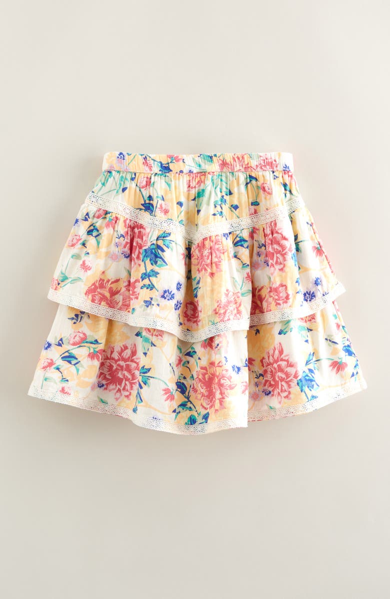 Nordstrom Kids' Lace Trim Ruffle Skort, Alternate, color, Ivory- Pink Verano Bloom