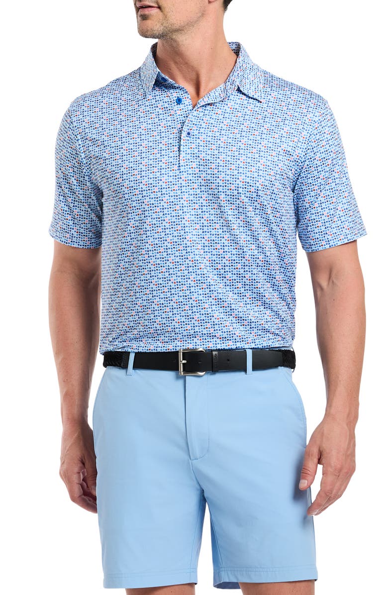 Robert Graham Galan Geo Print Knit Performance Polo, Main, color, 