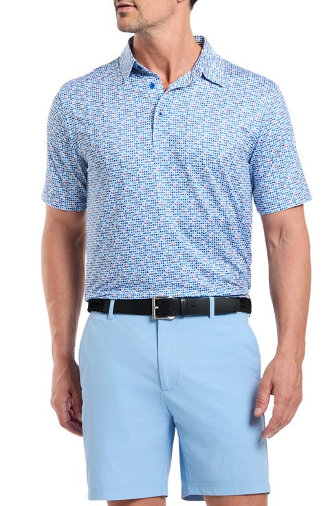 Galan Geo Print Knit Performance Polo