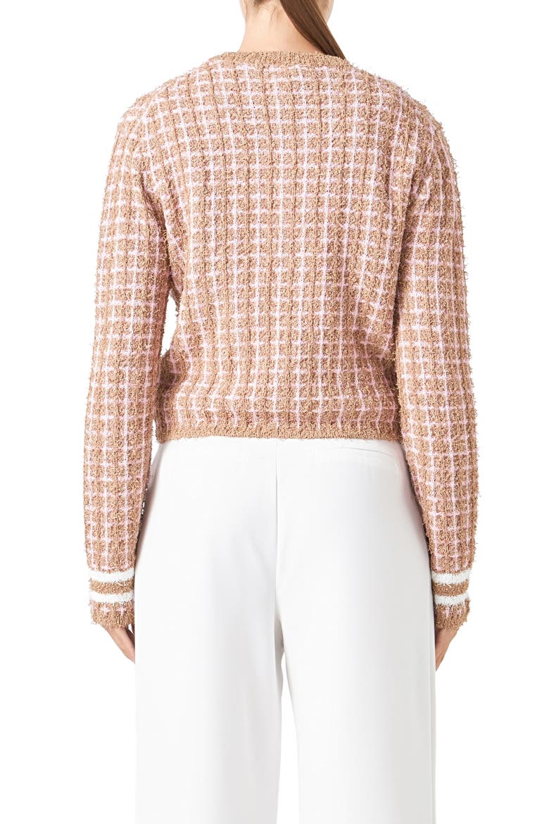 Check Cardigan, Alternate, color, CAMEL/ PINK