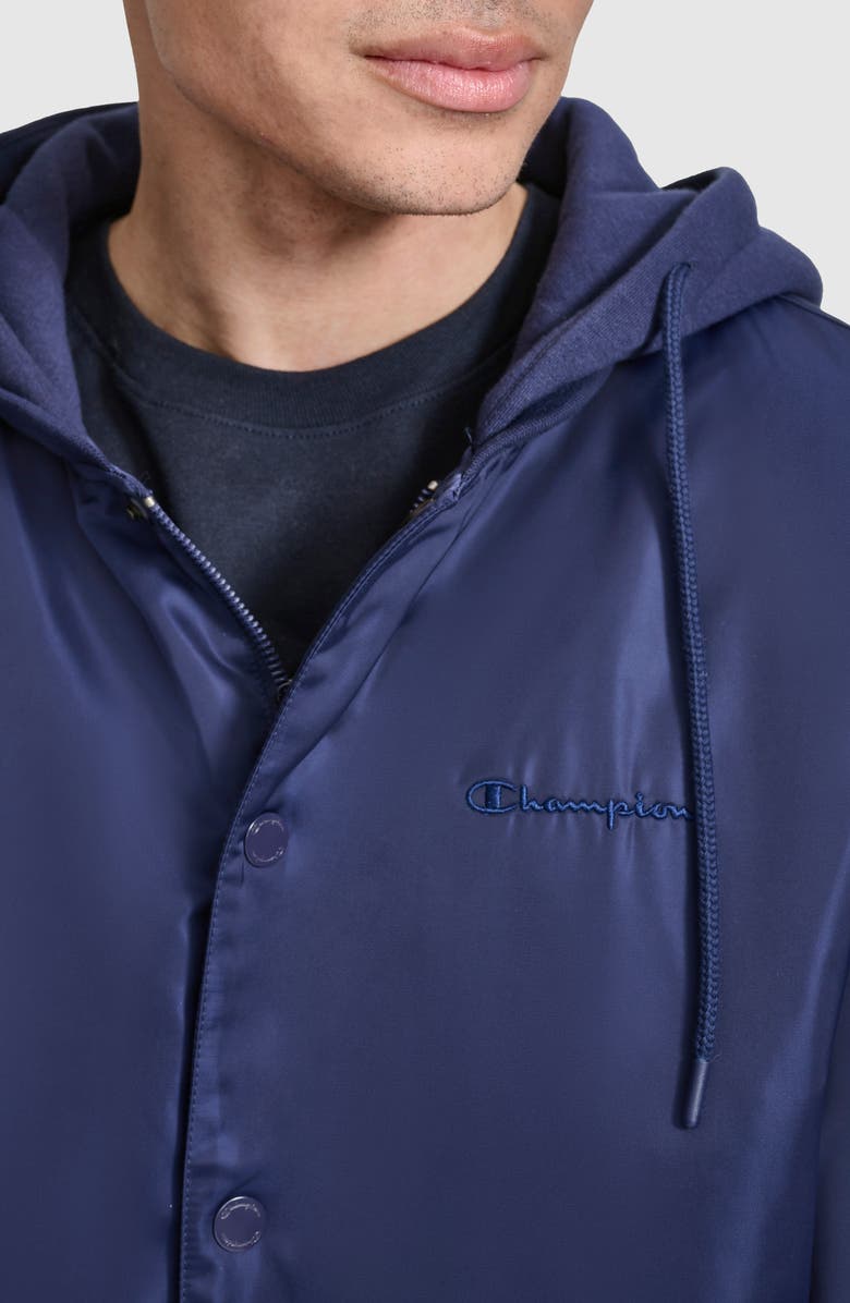 Champion Water Resistant Hooded Bomber Jacket, Alternate, color, Peacoat