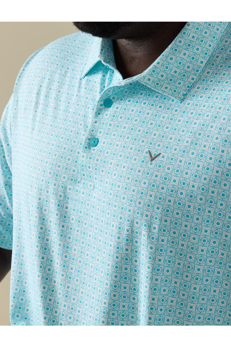 Big & Tall Foulard Print Golf Polo Shirt, Alternate, color, BLUE CURACAO