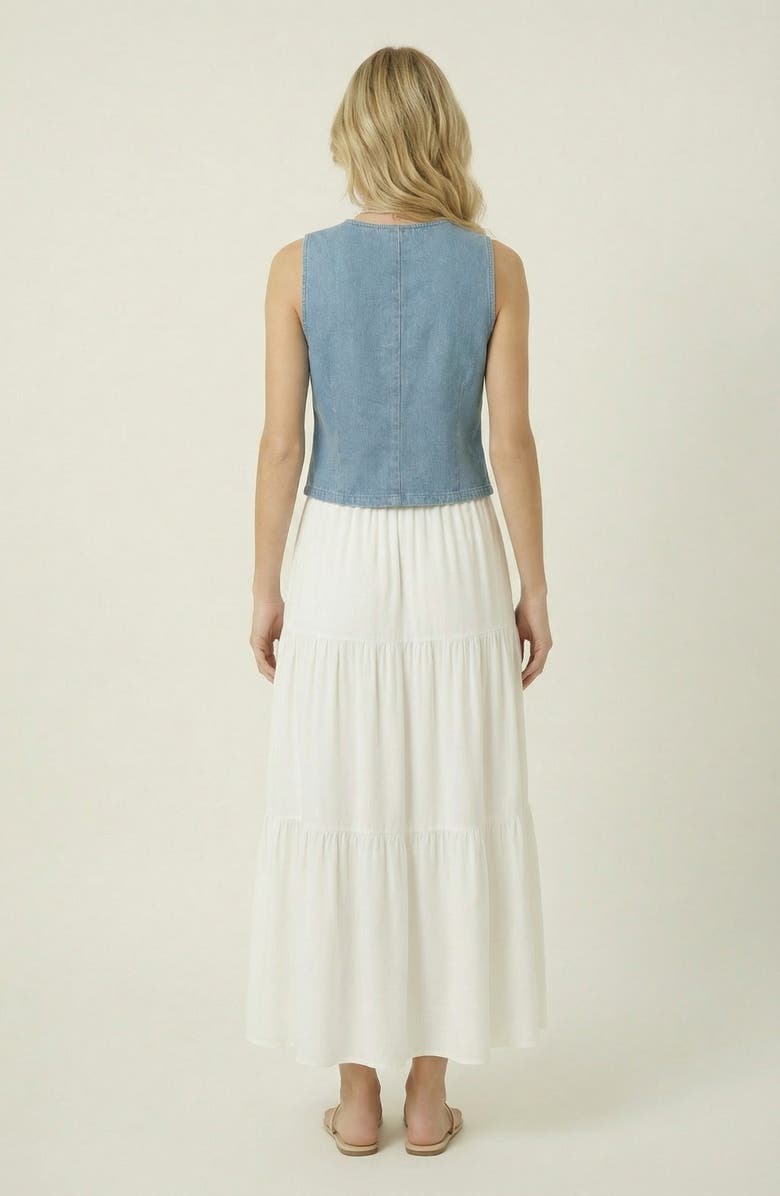 Modenaire Sleeveless Denim Vest Top with Tie Front Closure, Alternate, color, 