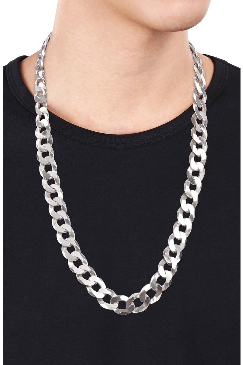 Sterling Silver Curb Link Chain Necklace, Alternate, color, WHITE