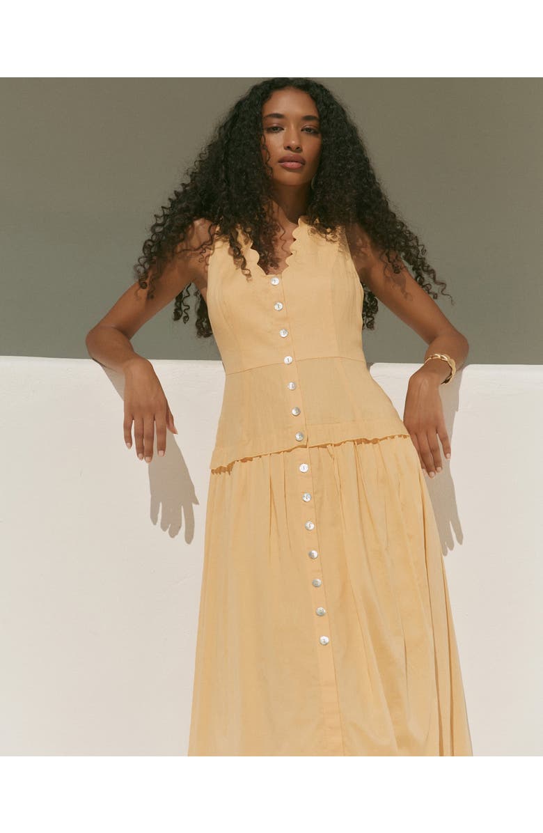 MINT VELVET Ramie Drop Waist Maxi Dress, Alternate, color, Yellow