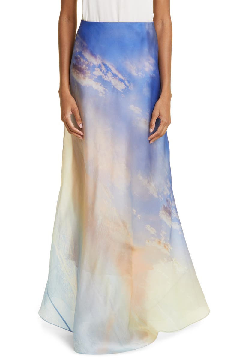 Zimmermann Tama Sky Print Silk Maxi Skirt, Main, color, 