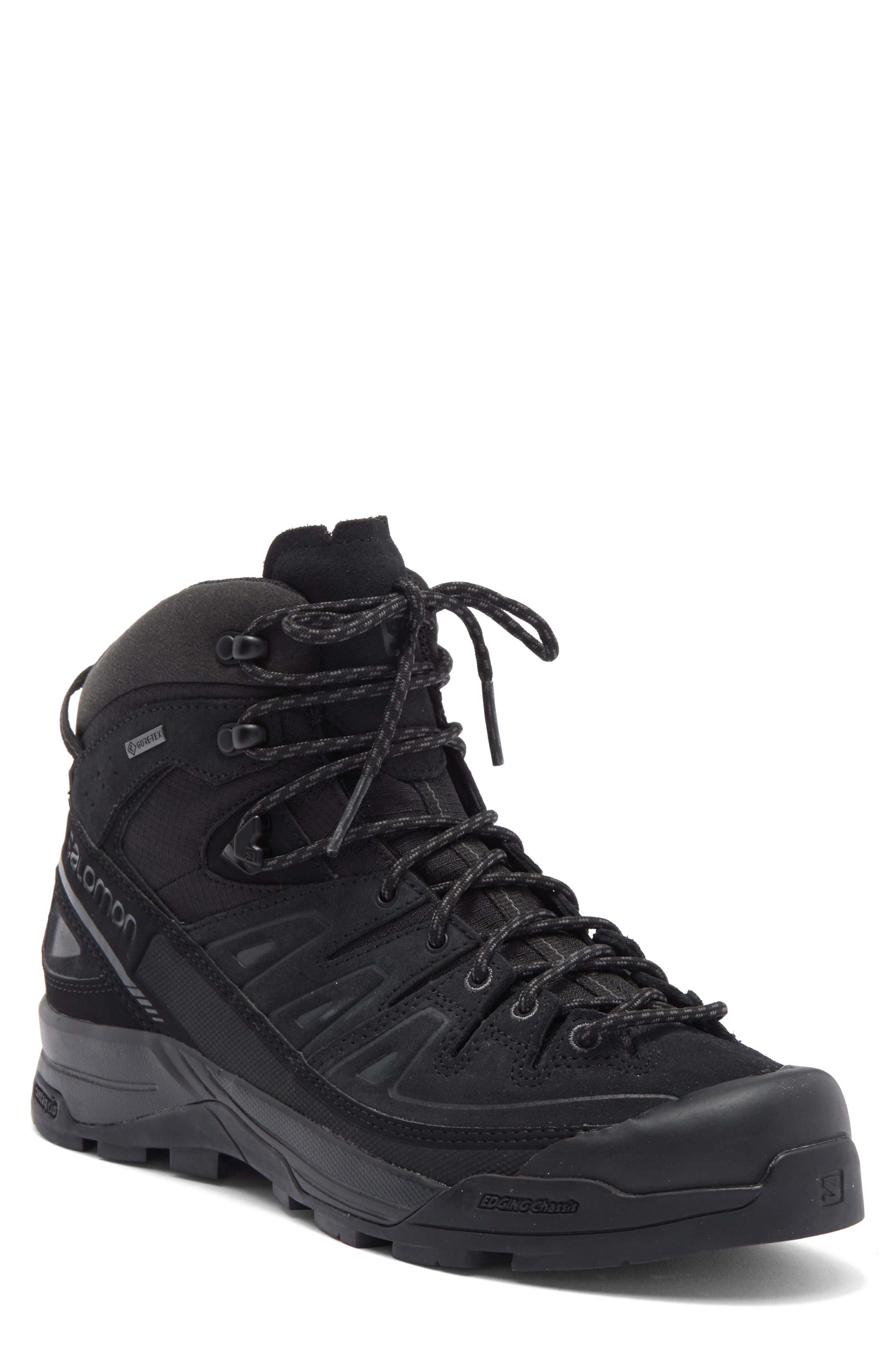 Salomon X-Alp Gore-Tex<sup>®</sup> Waterproof High Top Sneaker, Main, color, Black/Black/Asphalt