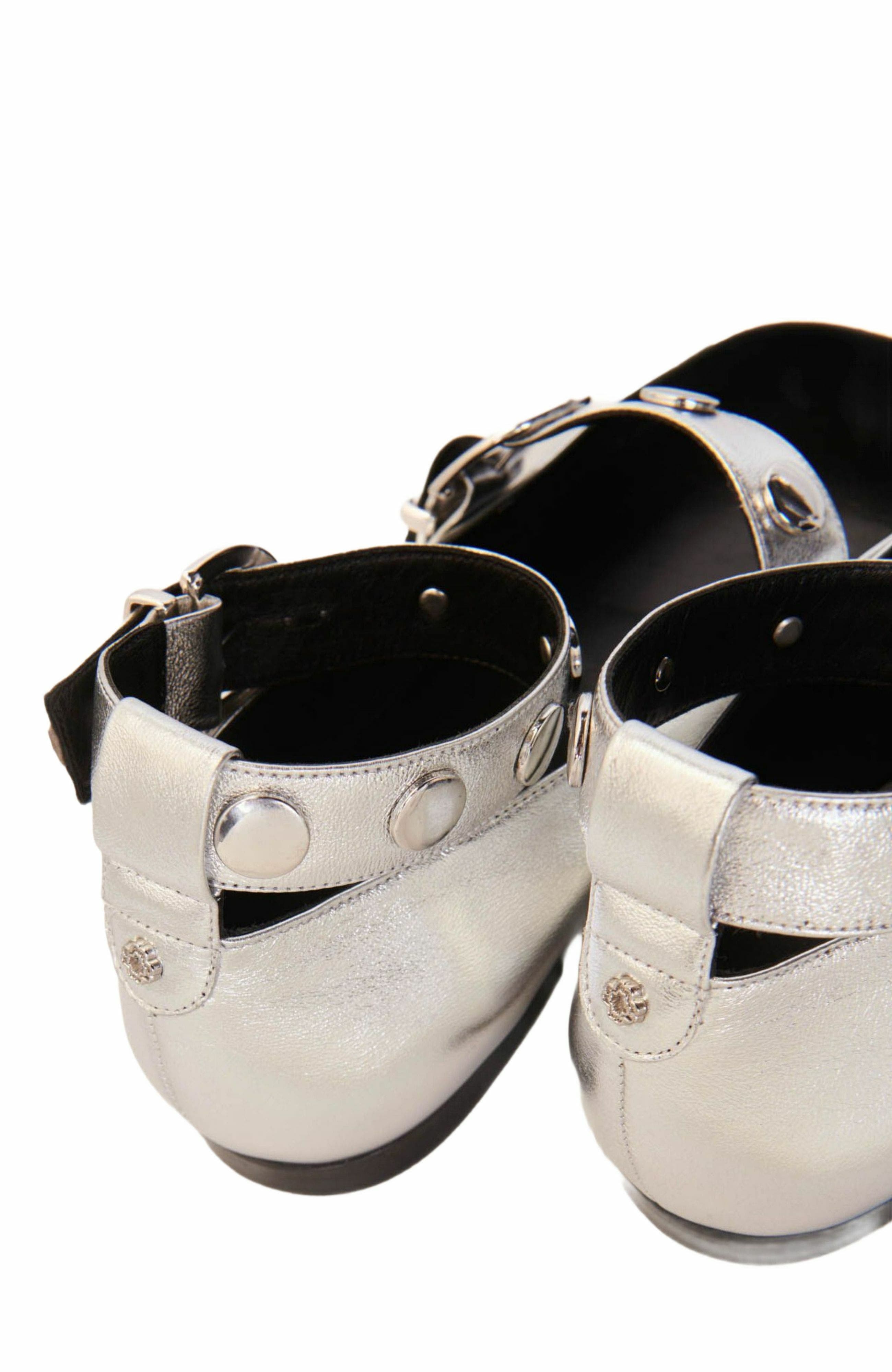 maje Metallic leather Mary Janes, Alternate, color, 