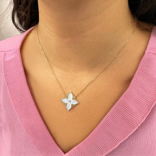 The Lovery Fine Jewelry Mother Of Pearl Luxe Flower Necklace In Silver