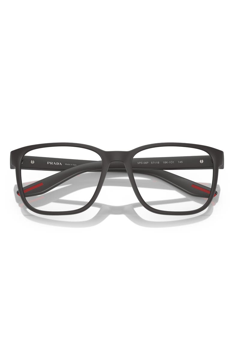Prada Linea Rossa 57mm Pillow Optical Glasses, Alternate, color, Clear/Black