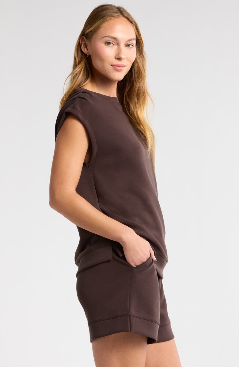 Zella Ultrasoft Knit Gathered Shoulder Top, Alternate, color, 