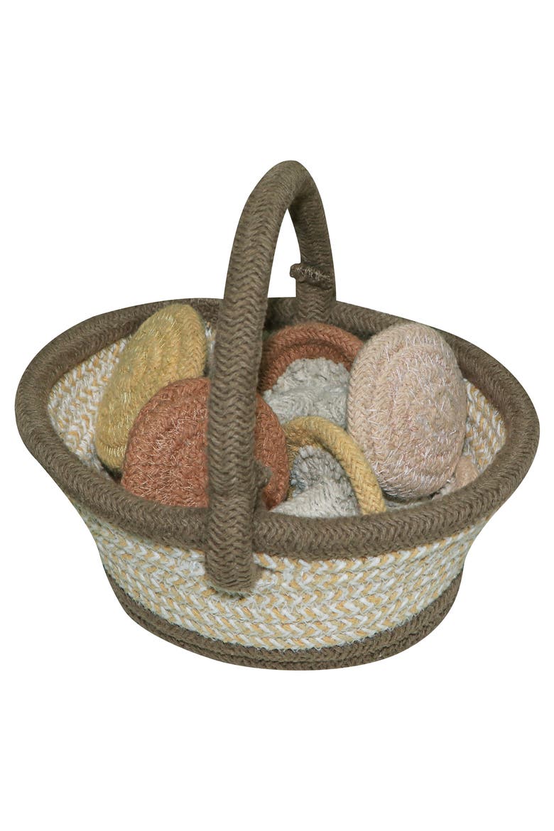 Mushroom Washable Cotton Play Rug, Basket & Chanterelles Set, Alternate, color, OLIVE HONEY CHESTNUT NATURAL