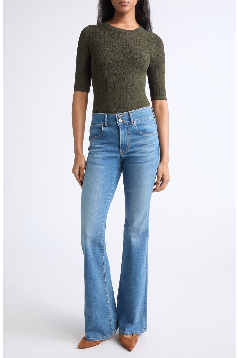 Garron Pointelle Elbow Sleeve Sweater, Alternate, color, LODEN