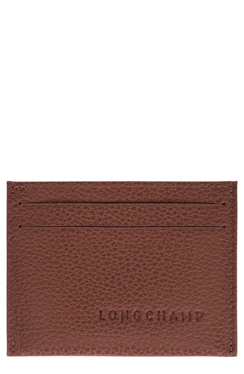 Longchamp Le Foulonné Leather Card Case In Brown