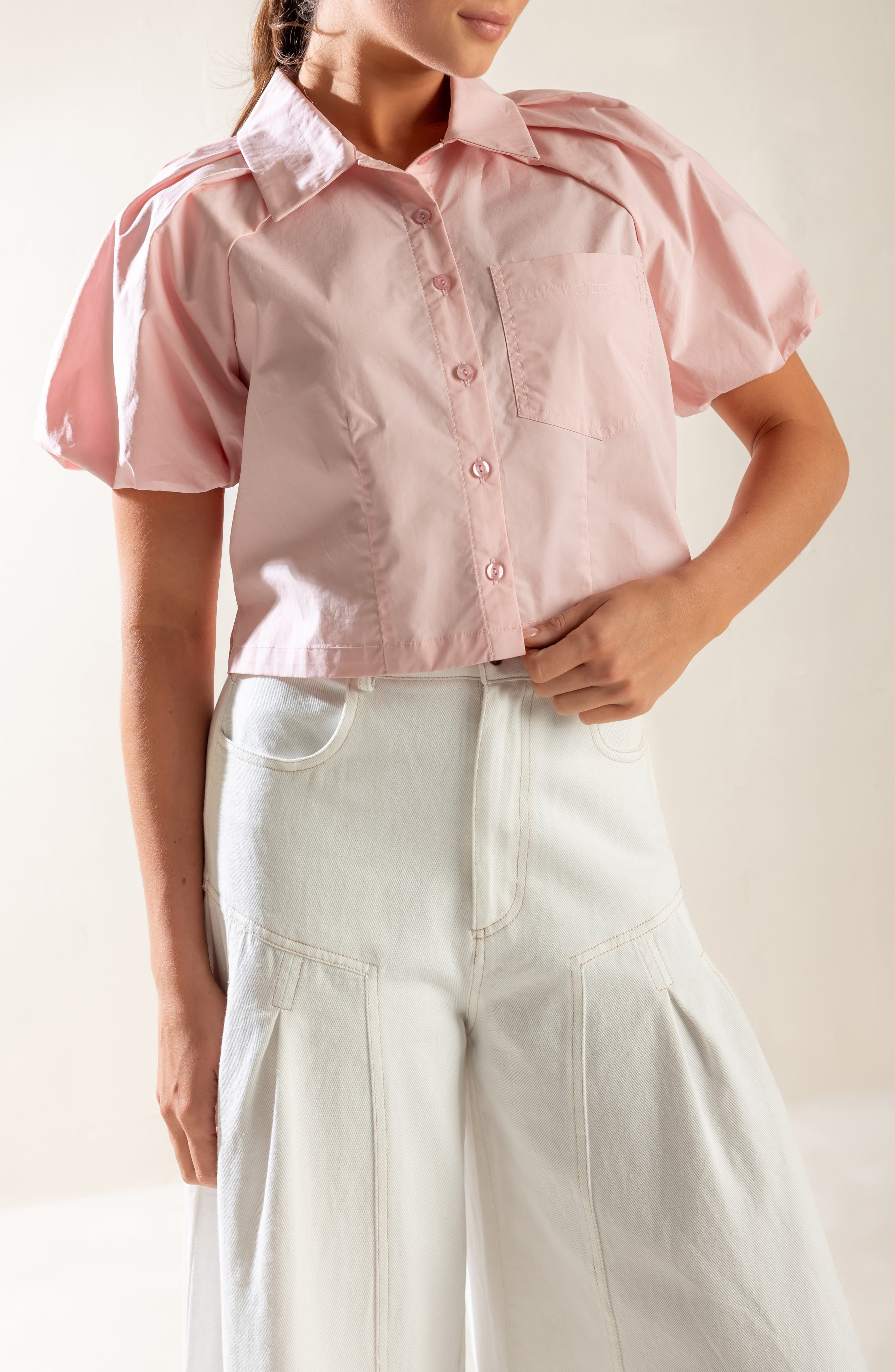 FREEMARKET Puff Sleeve Cotton Top
