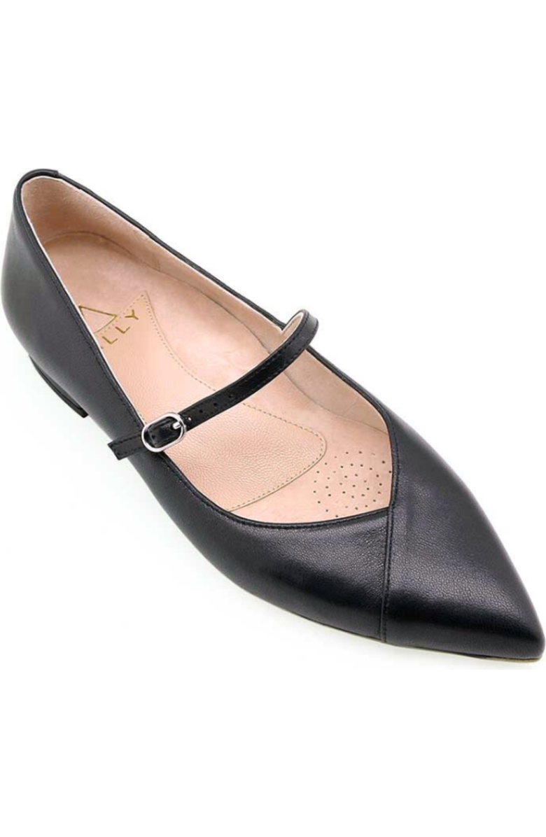 ALLY Shoes Mary Jane Forever Flat, Alternate, color, Black Leather