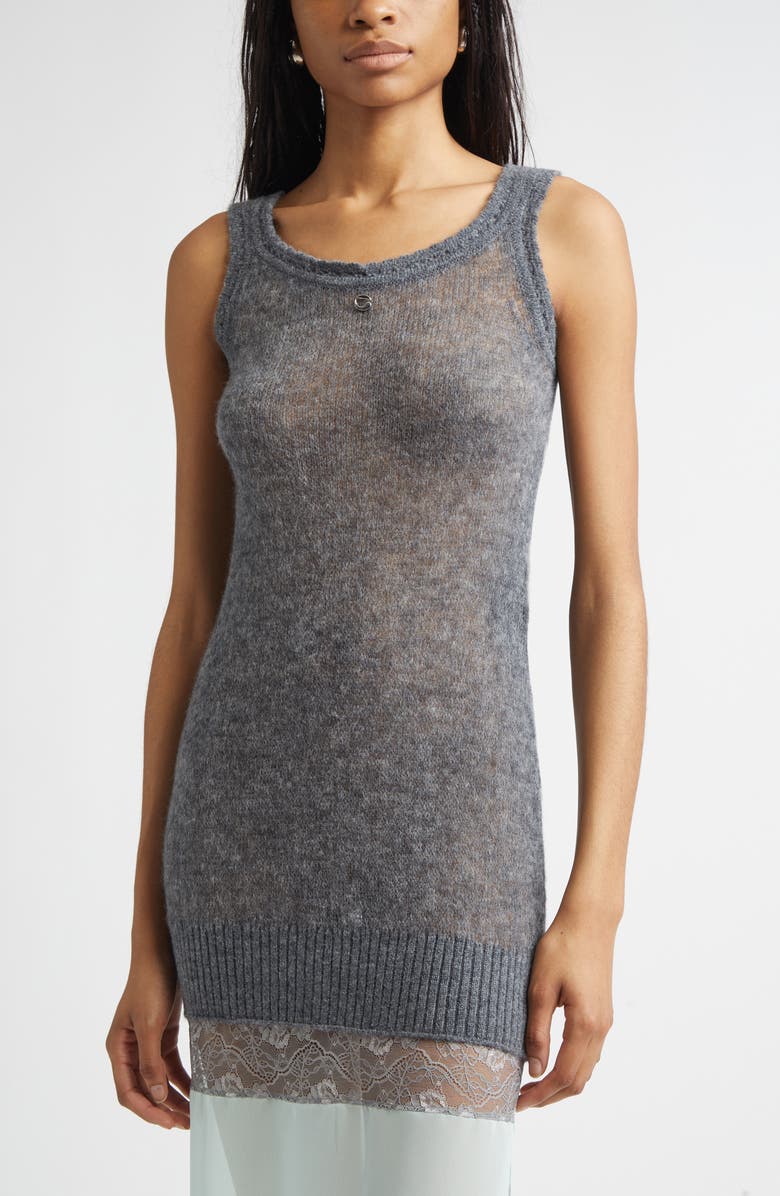 Coperni Mixed Media Slipdress, Alternate, color, Grey