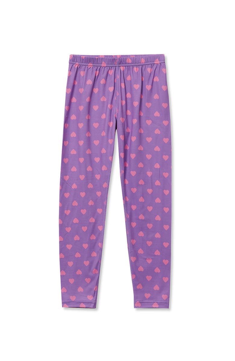 Lands' End Girls Thermal Base Layer Long Underwear Thermaskin Pants, Main, color, Purple Ditsy Hearts